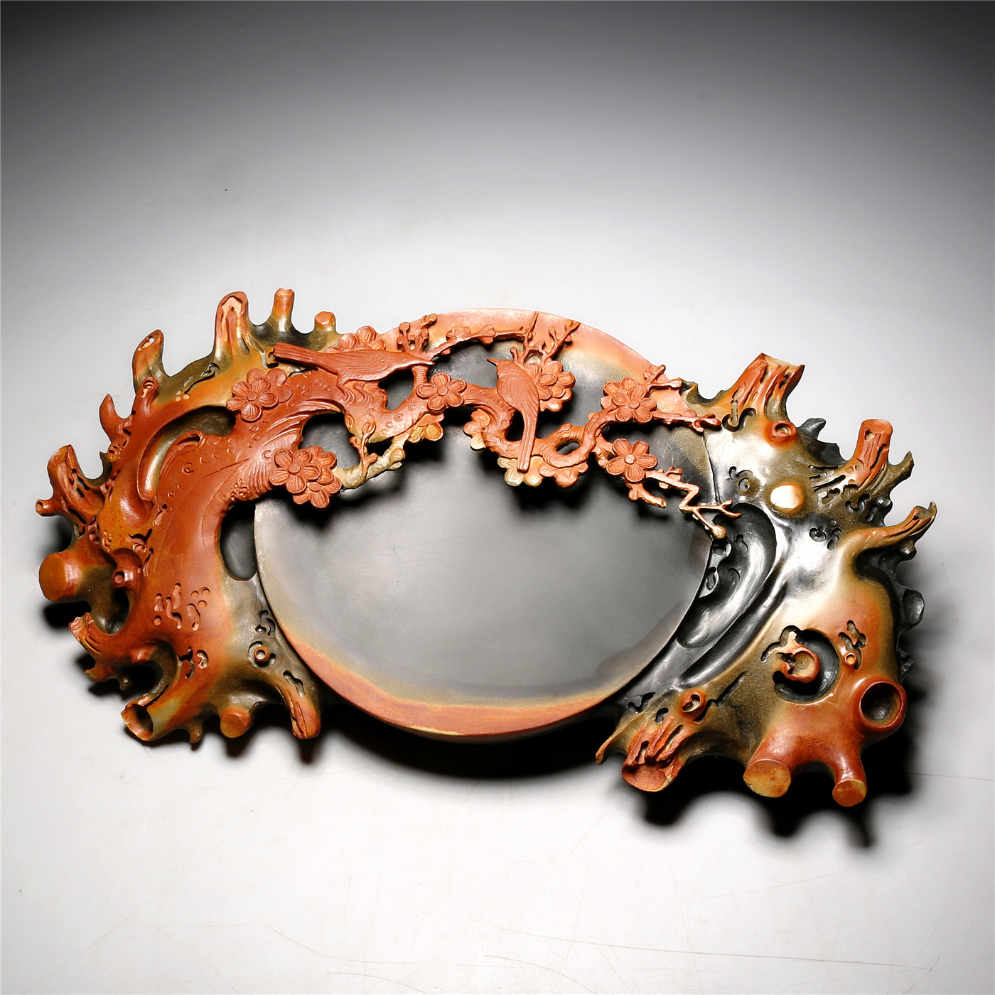 非遗歙县名师老坑喜上眉梢砚台