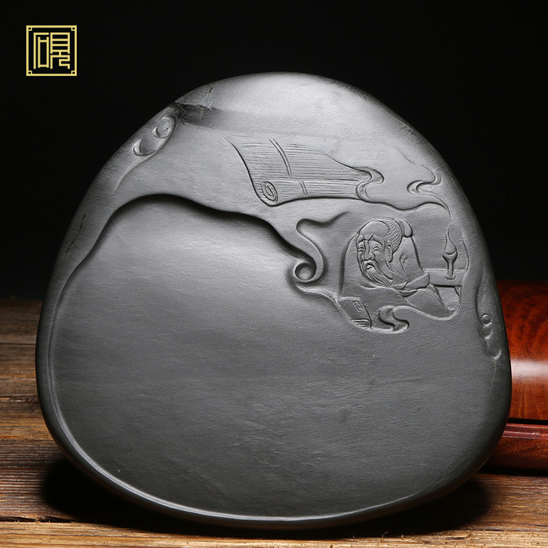【孤品】匠心非遗传人工艺美术大师老坑砚台《听雨》高端文房作品精品高档原石眉纹手工孤品歙砚文房端砚