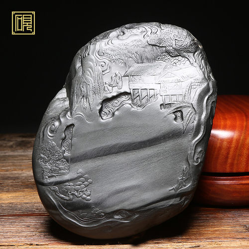 匠心非遗省级名师老坑砚台 兰亭图手工雕刻天然原石老坑四大名坑龙尾山安徽歙县歙砚端砚高档文房礼品四宝 - 封面