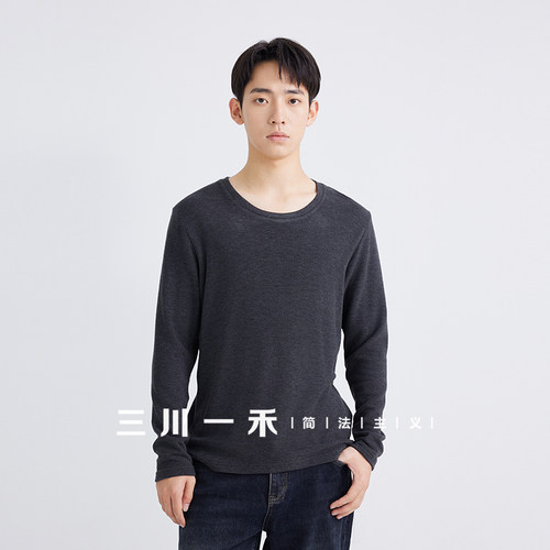 长袖休闲保暖T恤三川一禾男士