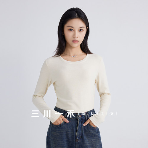 三川一禾女士磨毛圆领打底衫