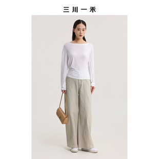 复古直筒休闲通勤女士阔腿牛仔裤 新款 三川一禾春季