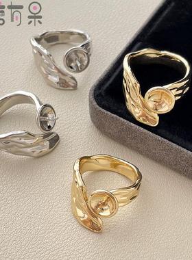 ,小众设计高级diy手工巴洛克不规则珍珠戒指戒托手作材料配件空托