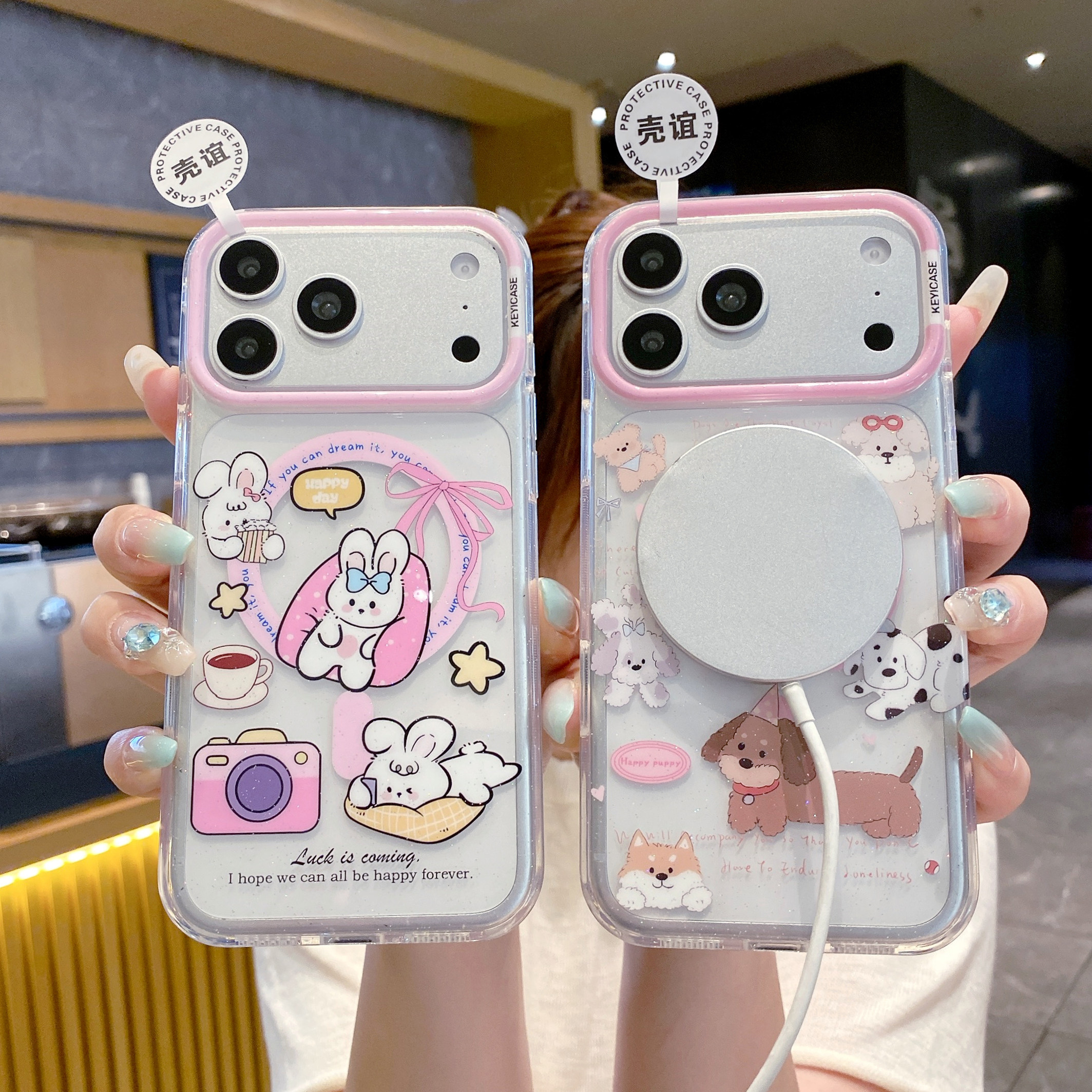 适用苹果系列iPhone17新款手机壳16promax14promax可爱相机小兔15promax13promax半包大孔磁吸网红女款保护套