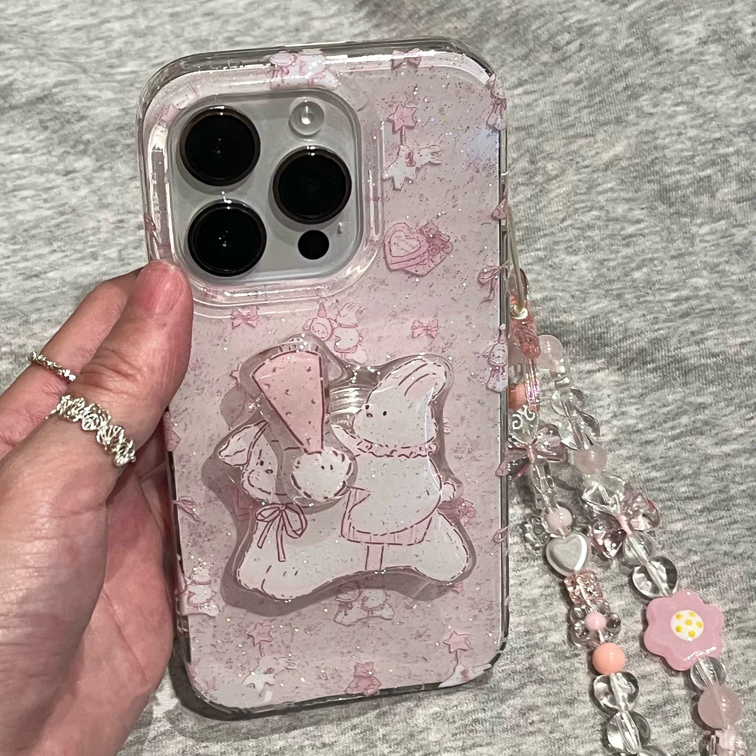 适用苹果系列iPhone17新款手机壳16promax14promax可爱甜欲兔子15promax13promax半包大孔防摔网红女款保护套