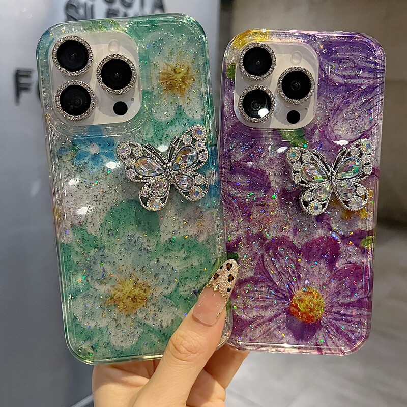 适用苹果系列iPhone17新款手机壳14promax16promax时尚紫色油画15promax13promax半包大孔镜框网红女款保护套