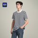 男 男春夏撞色条纹翻领弹柔珠地短袖 HLA 海澜之家卡通刺绣POLO衫
