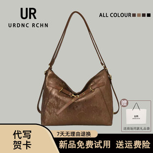 UR原创新款一包三背绒面单肩斜挎双肩背包女多功能复古通勤托特包