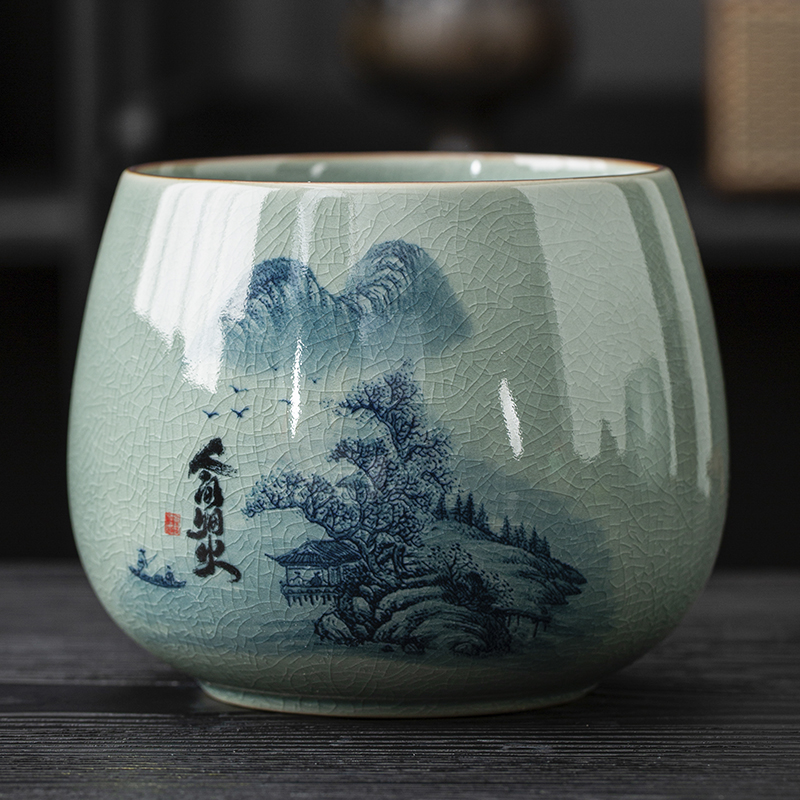 茶渣缸陶瓷茶洗缸大号哥窑