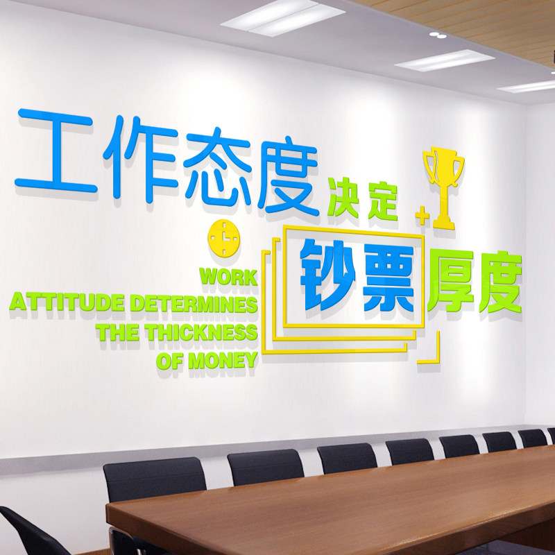 创意企业文化办公室背景墙面装饰员工销售激励志团队标语口号墙贴
