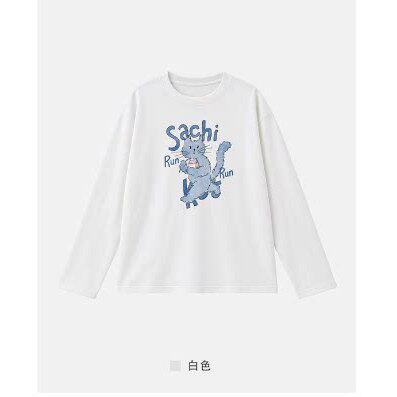 蓝色猫咪印花绒感T