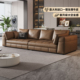 法莎蒂布雷泽真皮沙发意式 极简牛皮客厅轻奢现代直排新款 皮沙发