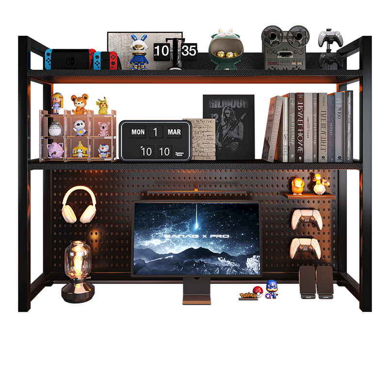 书架桌面置物架简易多层铁艺洞洞板书桌上学生用办公室书本收纳架