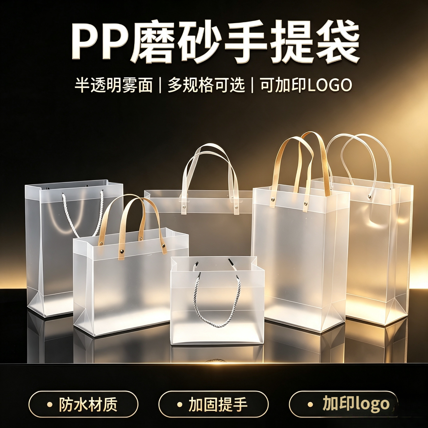 PVC透明手提袋pp磨砂礼品袋伴手礼包装袋子婚庆礼袋加印logo定制