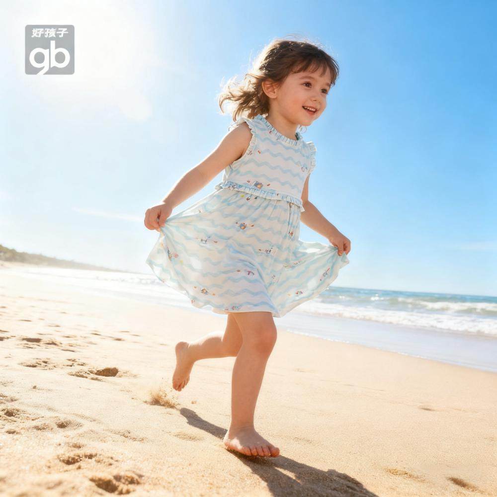 gb好孩子女童无袖连衣裙夏季提花