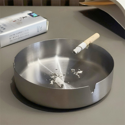 不锈钢烟灰缸家用加厚烟碟网咖网吧广告圆形烟缸礼品赠品定制logo