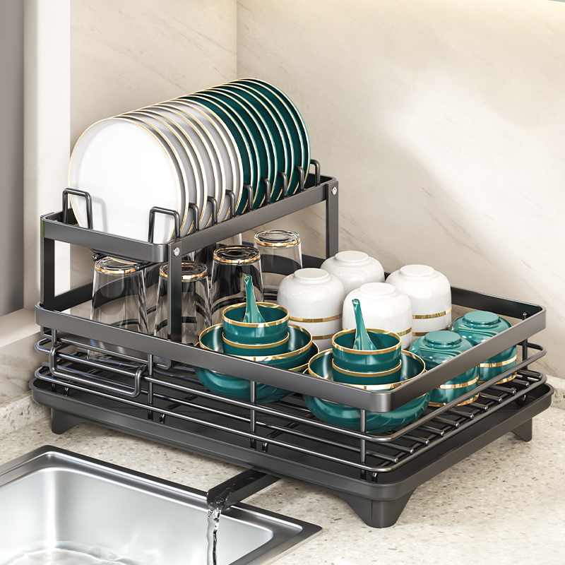 碗碟收纳架厨房台面多功能沥水架