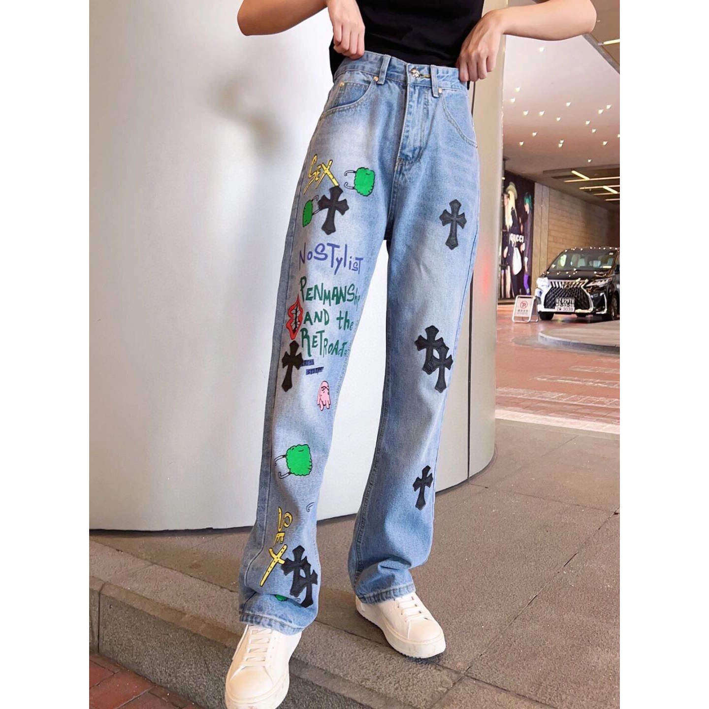 CH罗心风格十字架美式高街牛仔裤
