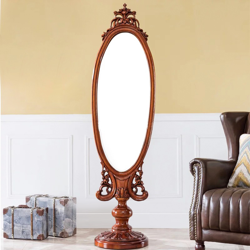 欧式美式古典实木雕花落地镜子