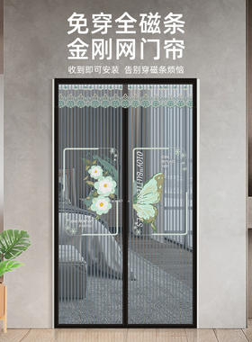 新款防蚊蝇门帘家用金刚网纱门窗全磁铁条磁性自吸免打孔自粘蚊帐