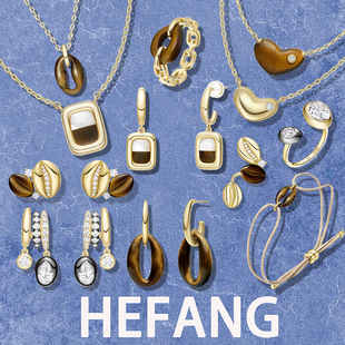 马凡舒同款何方hefang焦糖拿铁耳环咖啡豆甜心耳钉卡布奇诺项链