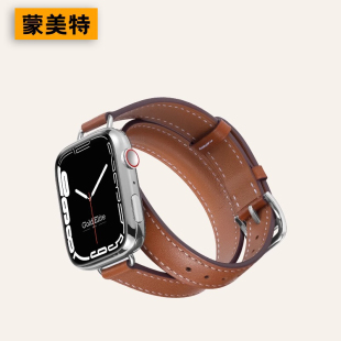 5新款 se小蛮腰S8高级watchs腕带S9女Ultra细款 蒙美特 适用iwatch10苹果手表表带真皮双圈applewatch8
