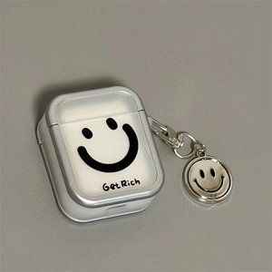 适用Airpods4耳机保护套韩国简约笑脸苹果耳机套AirPods1/2代/pro保护壳磨砂带吊坠airpods新3代蓝牙耳机壳女