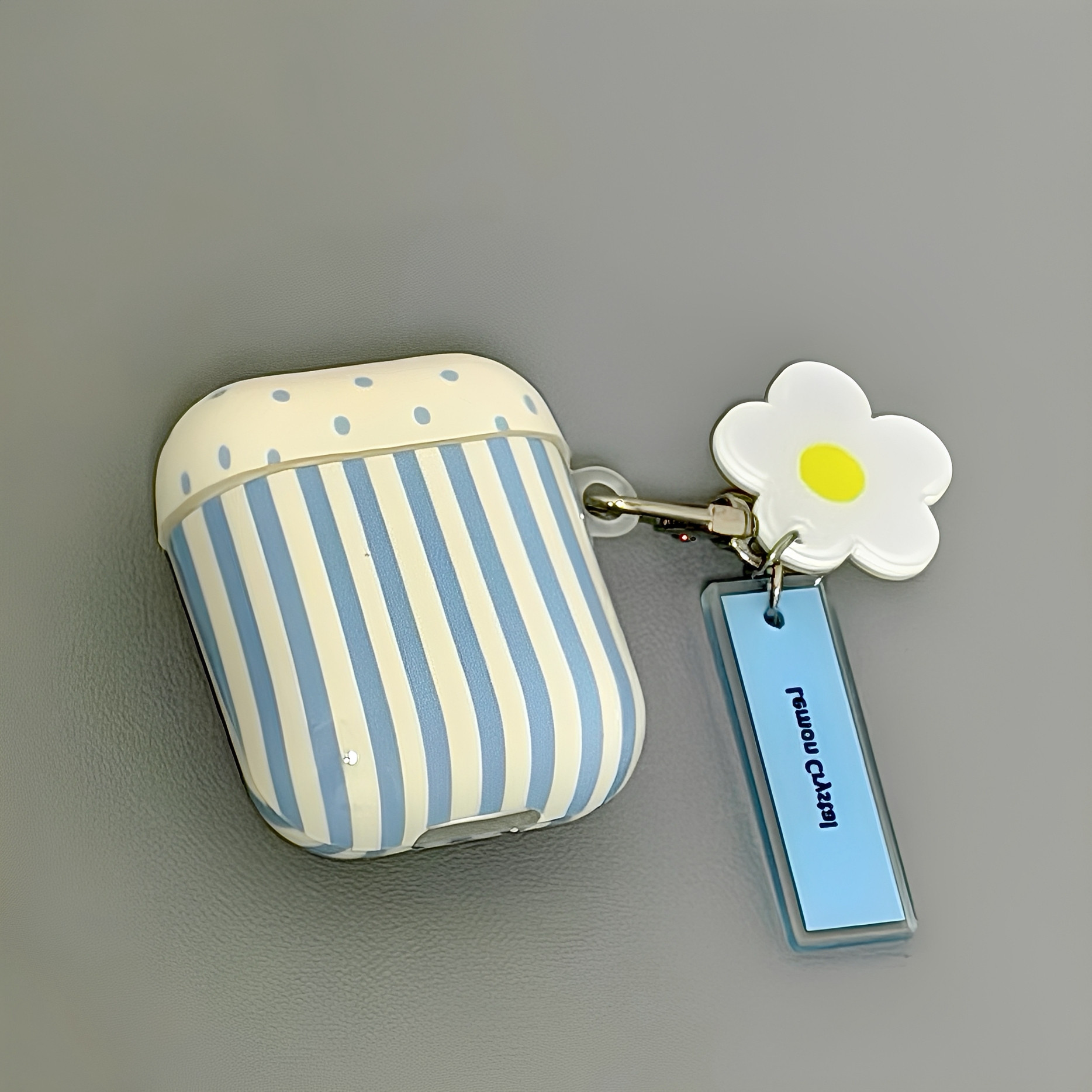 适用Airpods Pro3耳机保护套夏日清新波点条纹苹果耳机套AirPods4/3保护壳带吊坠airpods1/2代无线蓝牙耳机套