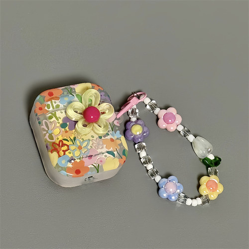 适用苹果iPhone泫雅花朵耳机套