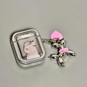 2代保护壳带吊坠airpods新3代蓝牙耳机壳女款 适用Airpods Pro耳机保护套电镀银油画狗狗苹果耳机套AirPods1