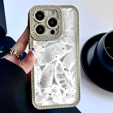 满钻银箔羽毛纹适用iphone14/15pro苹果16手机壳11电镀12pro小众13promax全包防摔硅胶保护套气质女神高级感