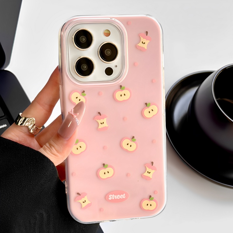ins小众粉色苹果核适用iphone16promax手机壳苹果15小清新11韩风12pro小众13pro带挂绳14防摔手机套夏天女款