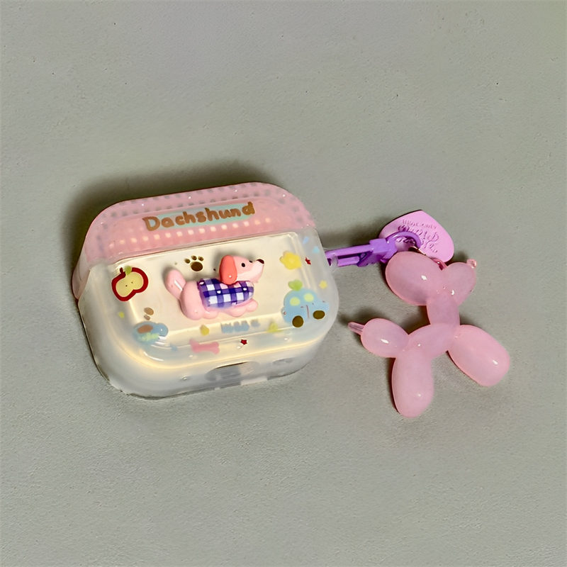 适用Airpods pro耳机保护套韩国可爱立体狗狗苹果耳机套AirPods1/2代保护壳带吊坠airpods新3代蓝牙耳机壳女