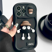 推拉窗咖啡煤球适用iphone16pro苹果17手机壳14可爱15pro小众13promax全包镜头防摔保护套带吊坠挂绳女高级感