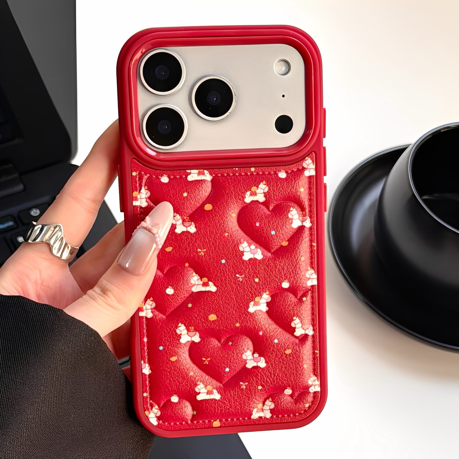 爱心皮纹本年年适用iphone16pro苹果17手机壳13马年15pro小众14proamx全包防摔超好看保护套带支架秋冬女款