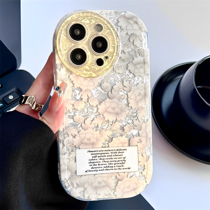 韩风气质清新花朵适用iphone16promax苹果15手机壳14pro油画13小众时尚15pro全包镜头防摔保护套网红女高级感