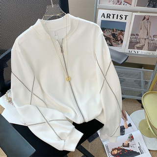 设计感小众白色棒球服夹克外套2023秋季新款气质高级感短款上衣女
