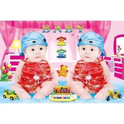 宝宝图片墙贴画婴儿o照片海报结婚小孩画像双胞胎宝宝画像墙贴卧
