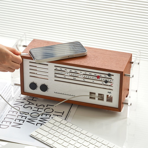 覆古实木压克力数据线 线延长线 线收纳盒桌面插排防尘装饰盒电线