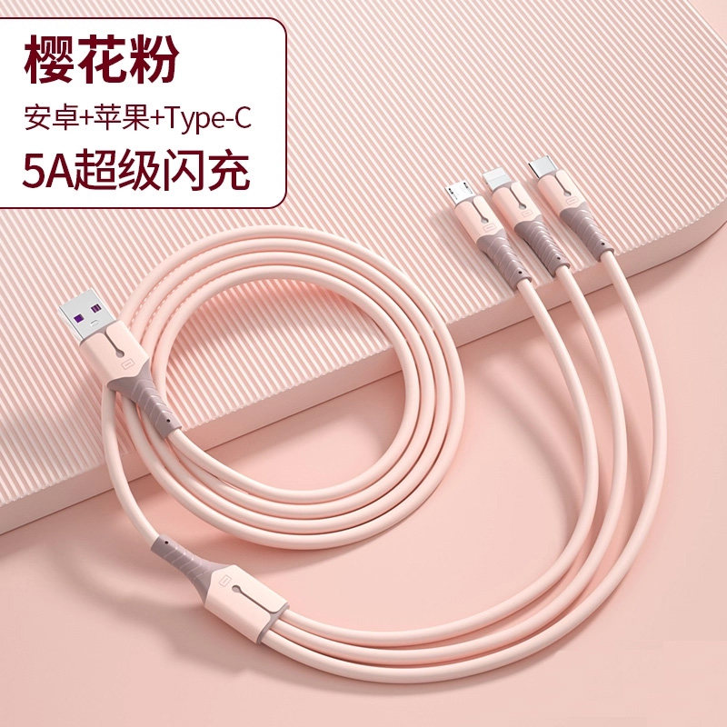 能适平板手机笔记本100w快充数据线适用苹果ipad华为笔记本usb弹簧typec游戏本5A闪充一拖三充电线三合一耐折