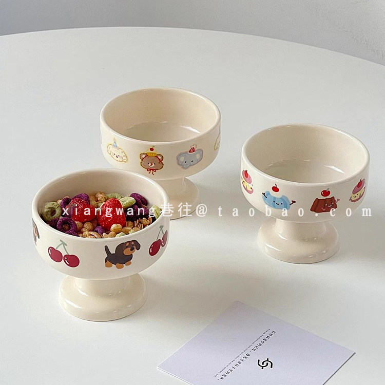 陶瓷高脚小吃水果酸奶碗