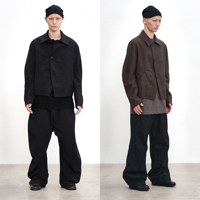 ATTEMPT SS25 短阔弯刀袖翻领夹克