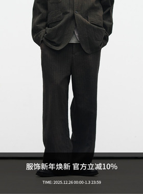 ATTEMPT AW25 暗条纹直筒西裤