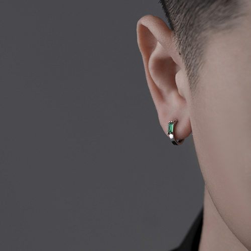 小众设计S925纯银绿宝石耳环