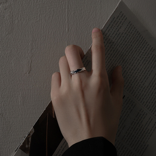 S999纯银星辰戒指男潮流小众设计高级感简约开口可调节个性指环