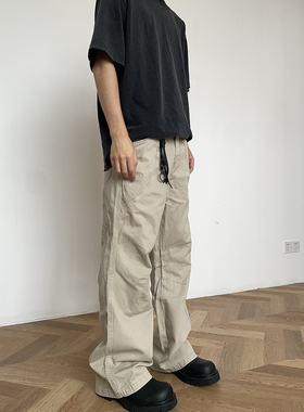 Evoluer 小众复古直筒修饰腿型前插袋设计工装裤微喇cleanfit长裤