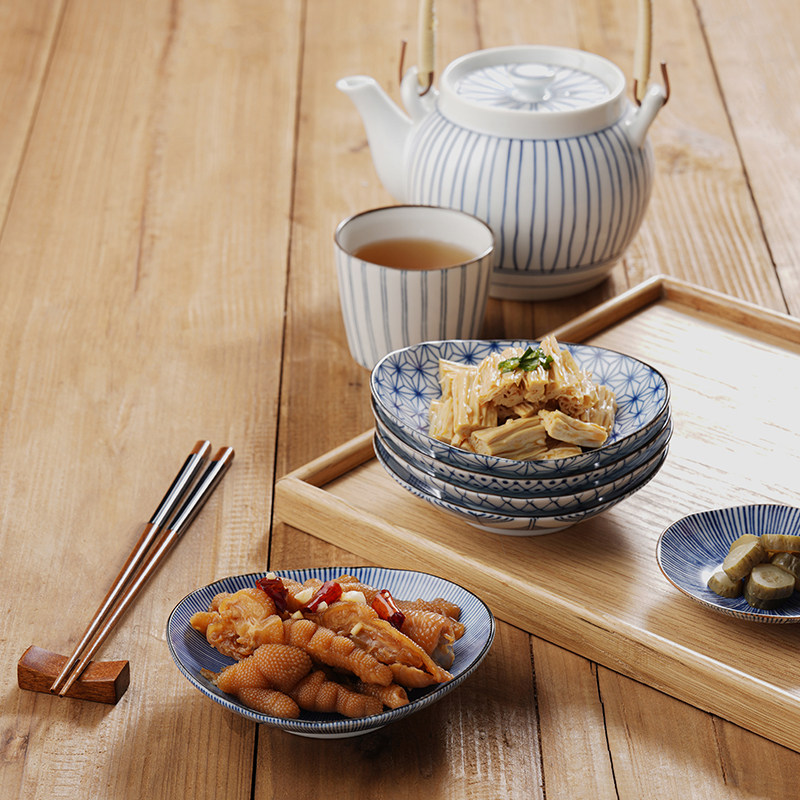 波佐见烧日本进口蓝绘日式小碟套装复古简约餐具家用陶瓷咸菜碟