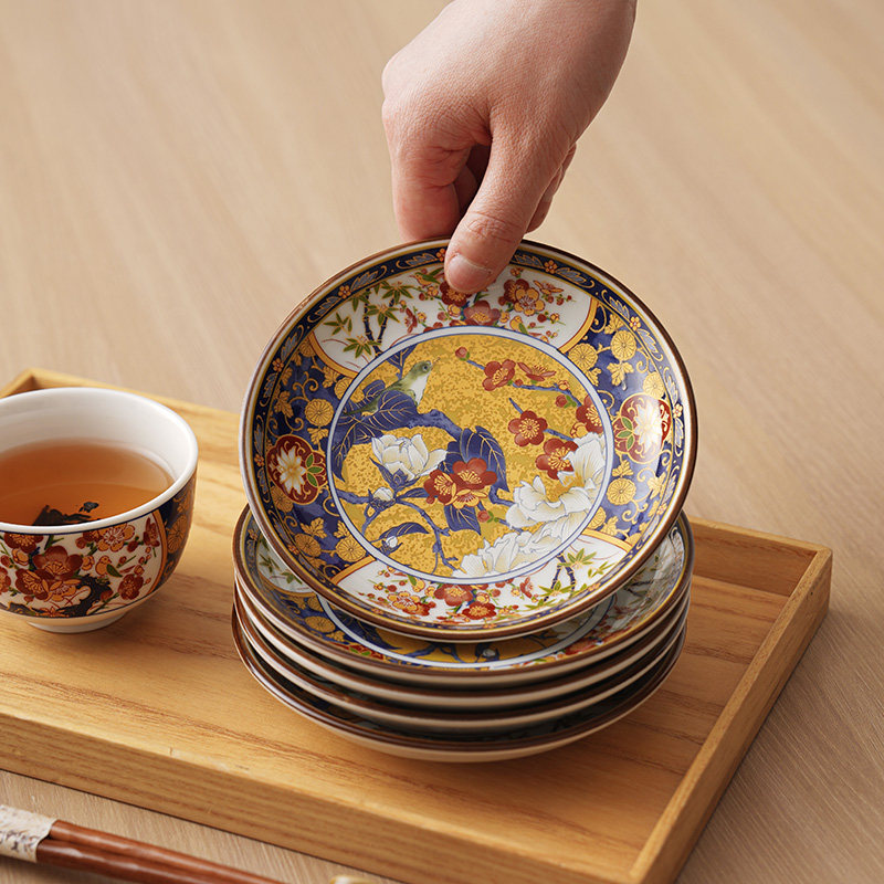 波佐见烧碟贴花描金套装