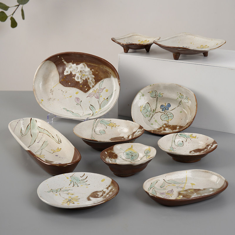 波佐见烧日本进口复古粗陶餐盘