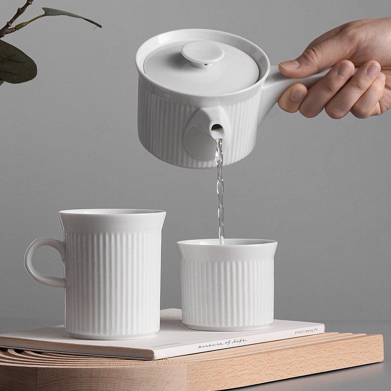 波佐见烧白山廉雕马克杯小众陶瓷杯茶杯高档精致杯子泡茶壶水杯